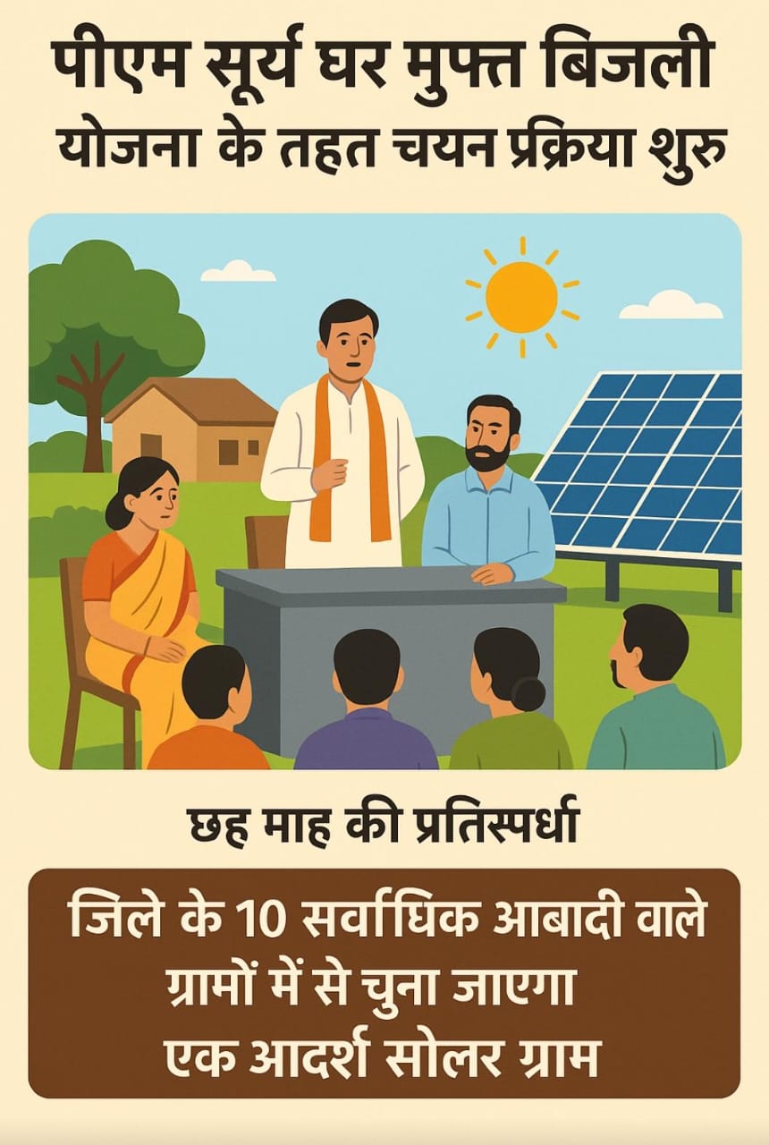 सौर संयंत्र स्थापना, जनजागरूकता, सामुदायिक भागीदारी और नवाचार पर तय होगा मॉडल विलेज का चयन