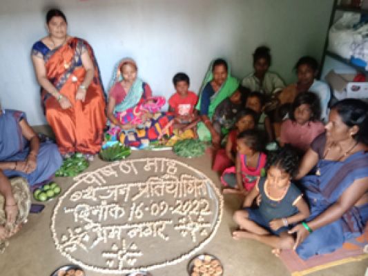 जिले के आंगनबाड़ी केंद्रों में किया गया पोषण माह व्यंजन प्रतियोगिता