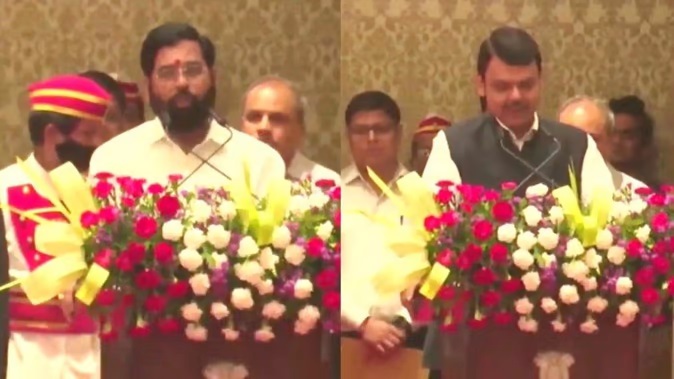 एकनाथ ने मुख्यमंत्री तो देवेंद्र ने ली उप-मुख्यमंत्री पद की शपथ