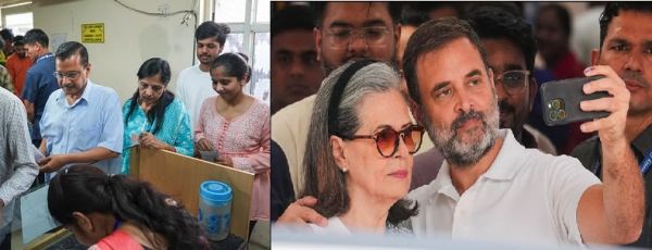 कतार ने नजर आए केजरीवाल, सोनिया-राहुल-प्रियंका ने भी किया मतदान