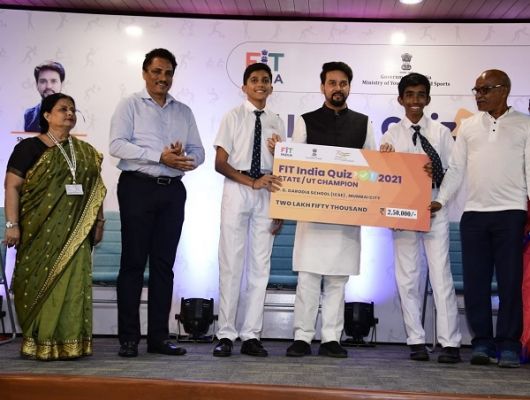 फिट इंडिया क्विज के राज्य स्तरीय विजेताओं को किया गया सम्मानित