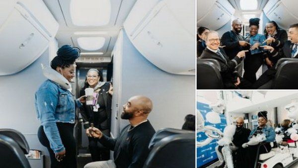  हजारों मील ऊपर आसमान में जाकर हवा में शख्&zwj;स ने प्रेमिका को किया प्रपोज, फोटो देख बोले लोग खूब प्&zwj;यार करना